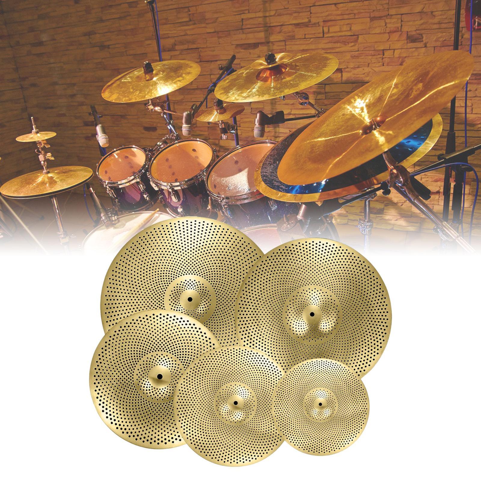 5Pcs Low Volume Cymbals Set Sturdy Quiet Cymbals Practice for Rehearsal Room Yellow