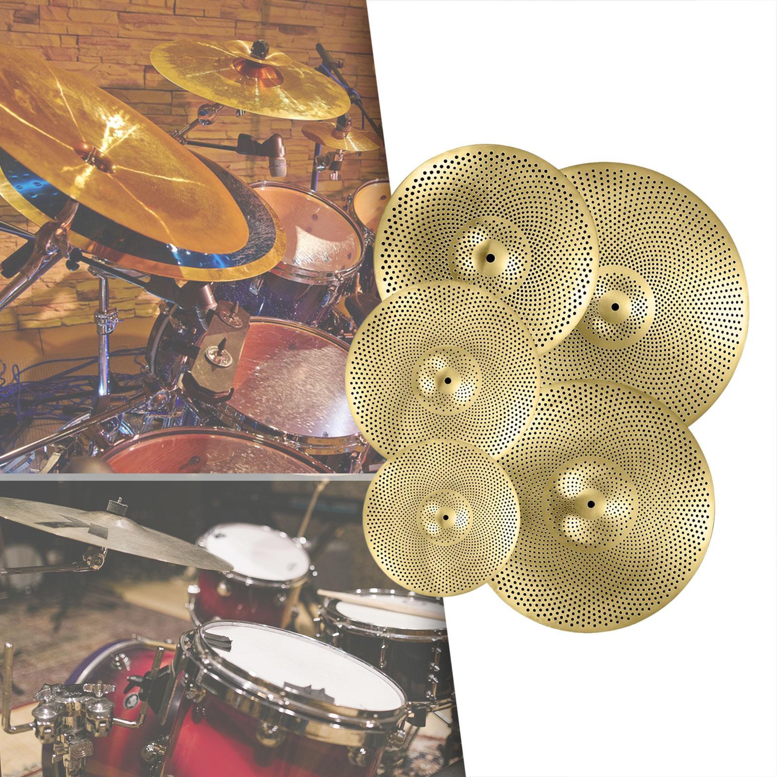 5Pcs Low Volume Cymbals Set Sturdy Quiet Cymbals Practice for Rehearsal Room Yellow
