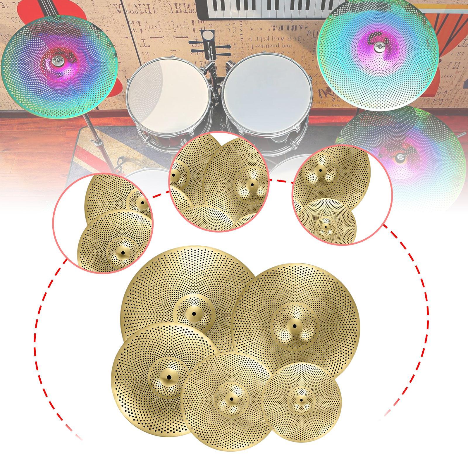 5Pcs Low Volume Cymbals Set Sturdy Quiet Cymbals Practice for Rehearsal Room Yellow