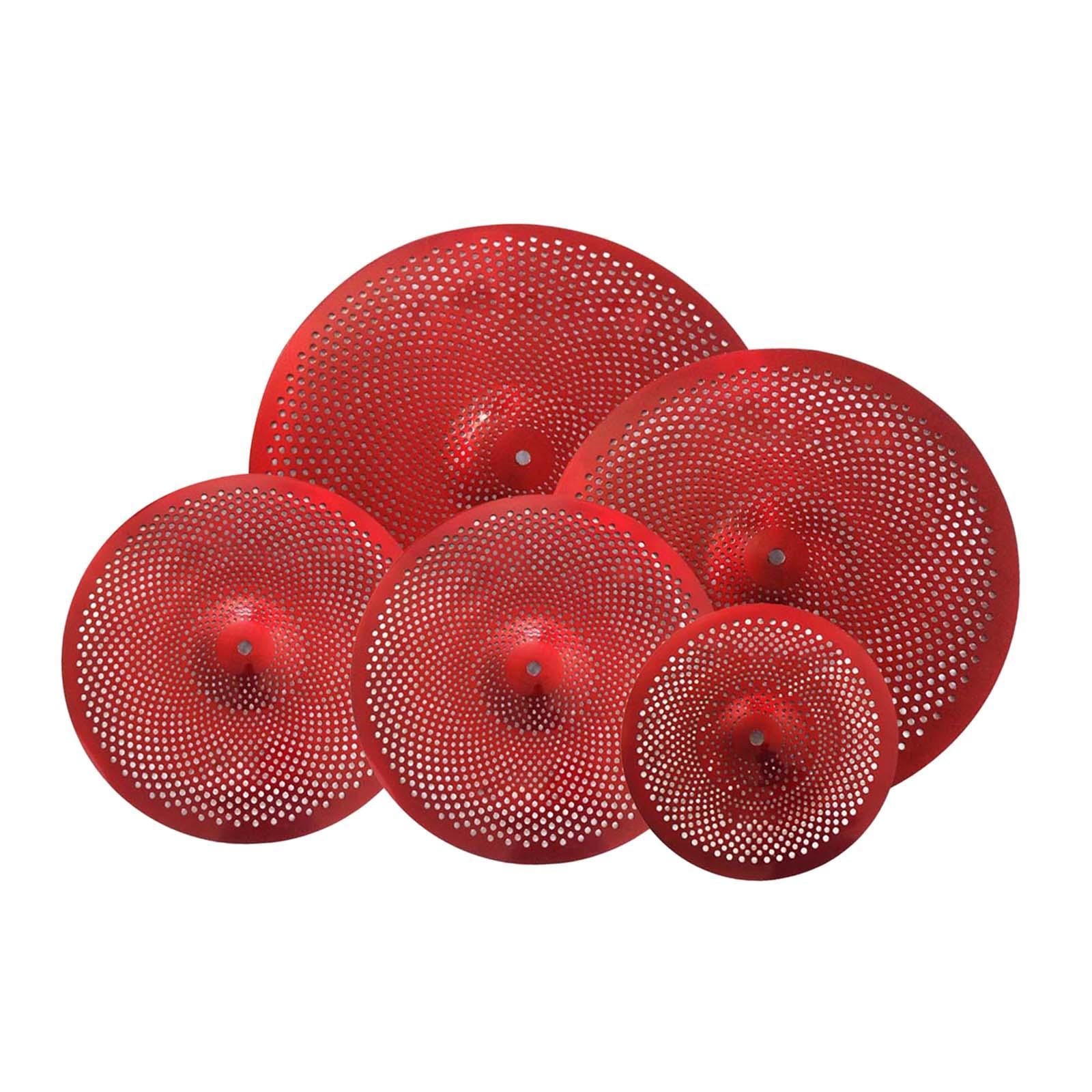 5Pcs Low Volume Cymbals Set Sturdy Quiet Cymbals Practice for Rehearsal Room Red