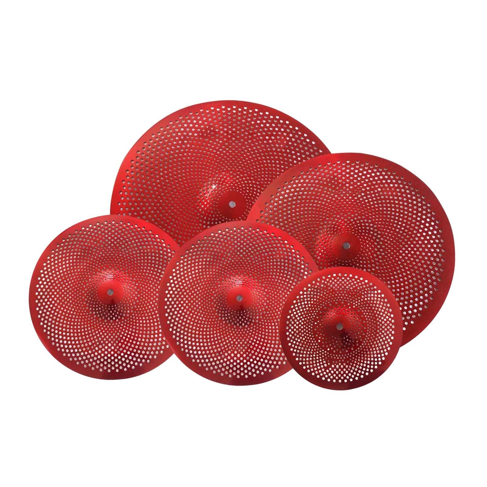 5Pcs Low Volume Cymbals Set Sturdy Quiet Cymbals Practice for Rehearsal Room Red