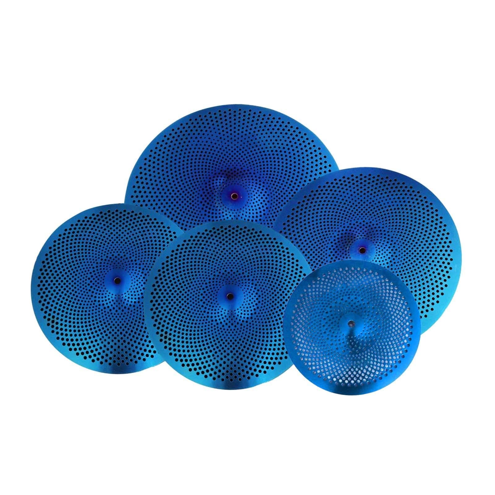5Pcs Low Volume Cymbals Set Sturdy Quiet Cymbals Practice for Rehearsal Room Blue