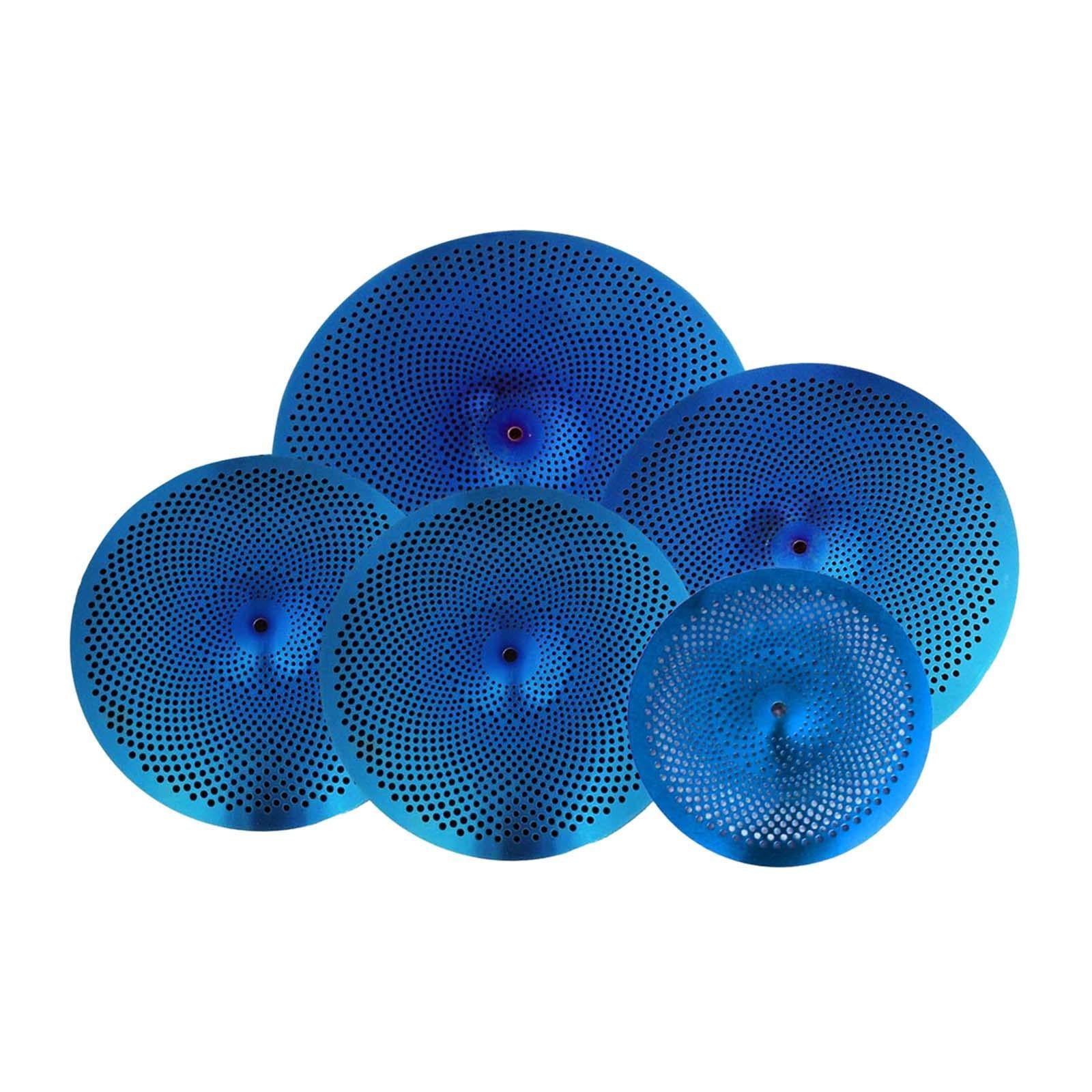 5Pcs Low Volume Cymbals Set Sturdy Quiet Cymbals Practice for Rehearsal Room Blue