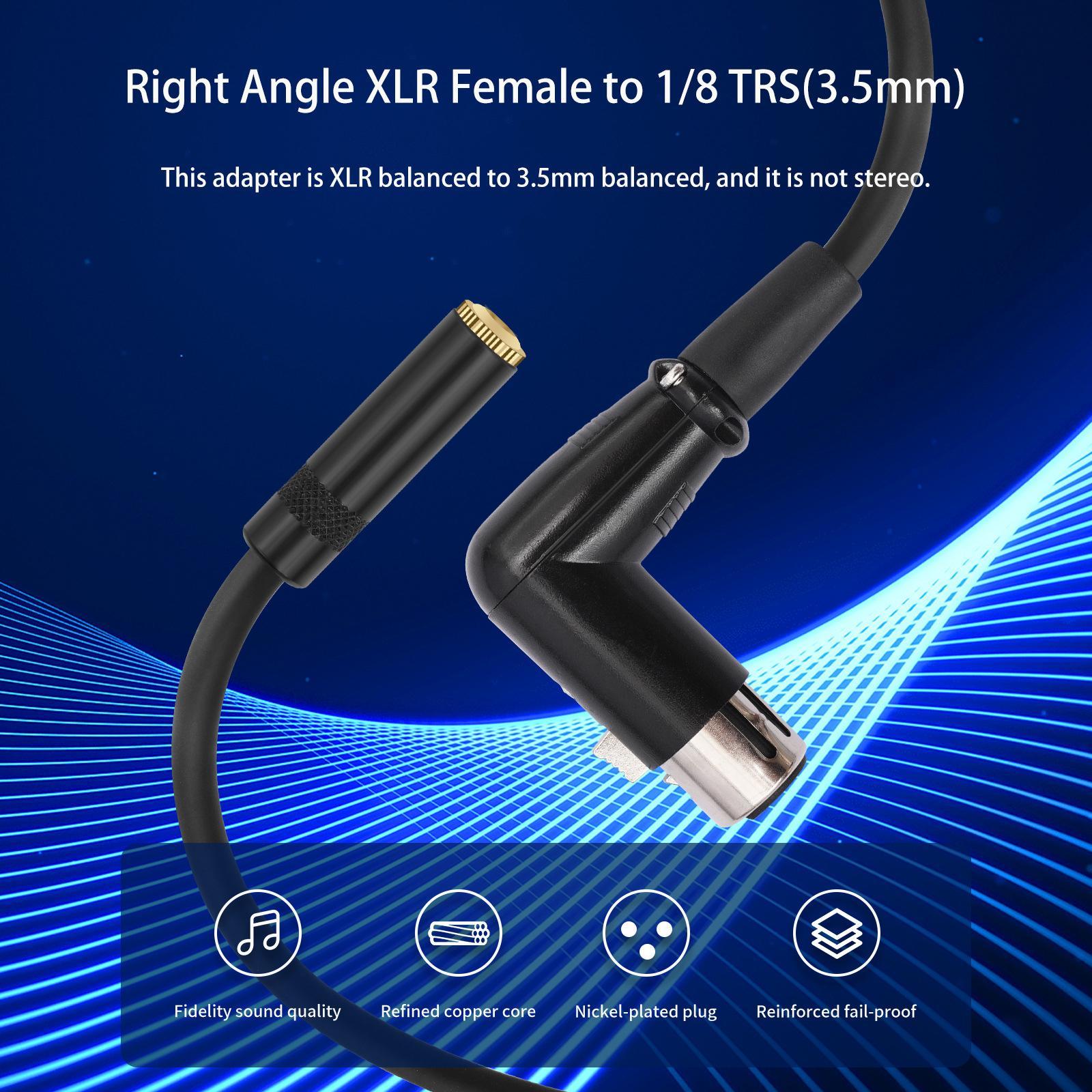 XLR to 3.5mm Adapter Cable Compact for Mixers Audio Player Power Amplifier 3.5 TRS to XLR Male