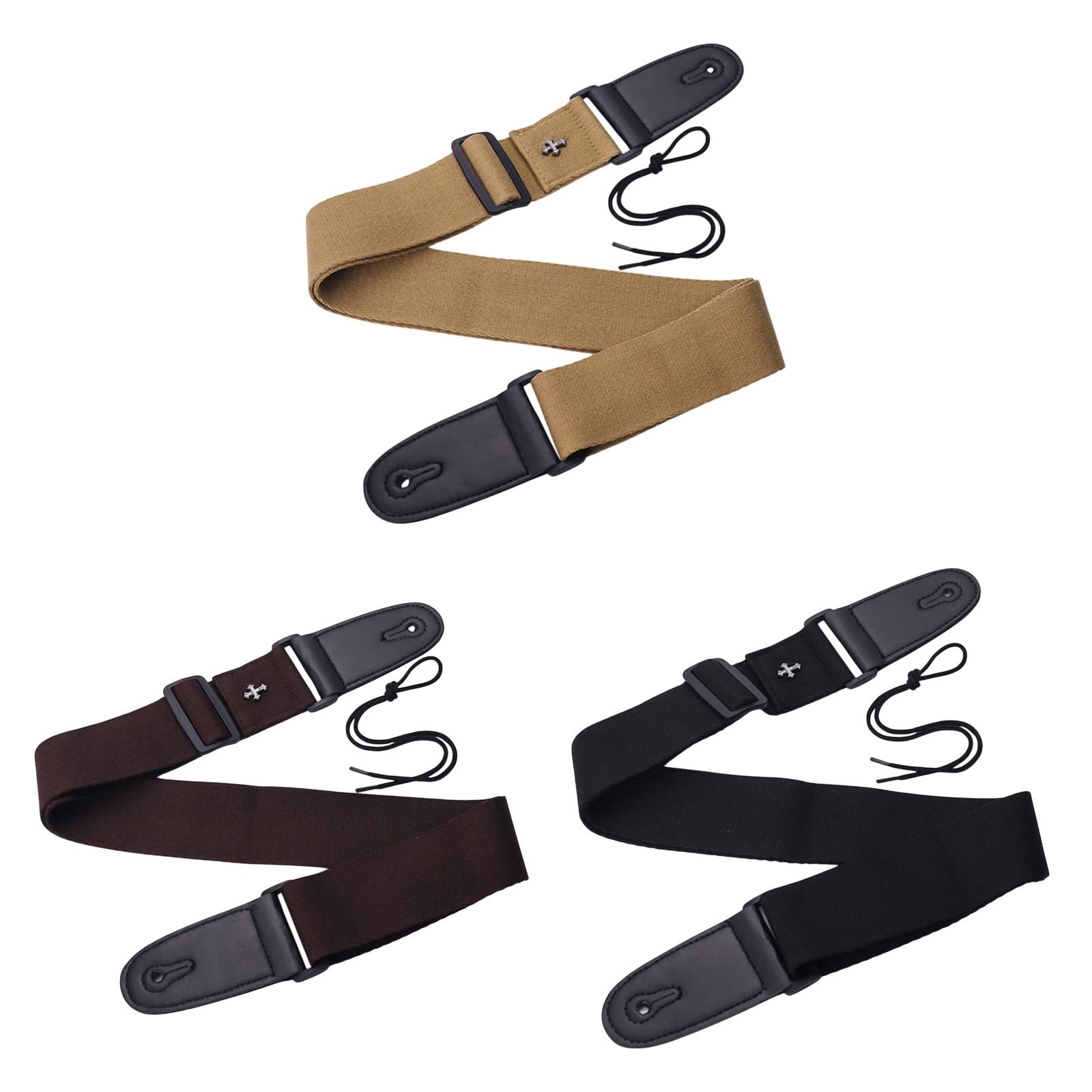 Guitar Strap with Cross Acoustic Folk Guitar Belt for Ukulele Beginner Gifts Khaki