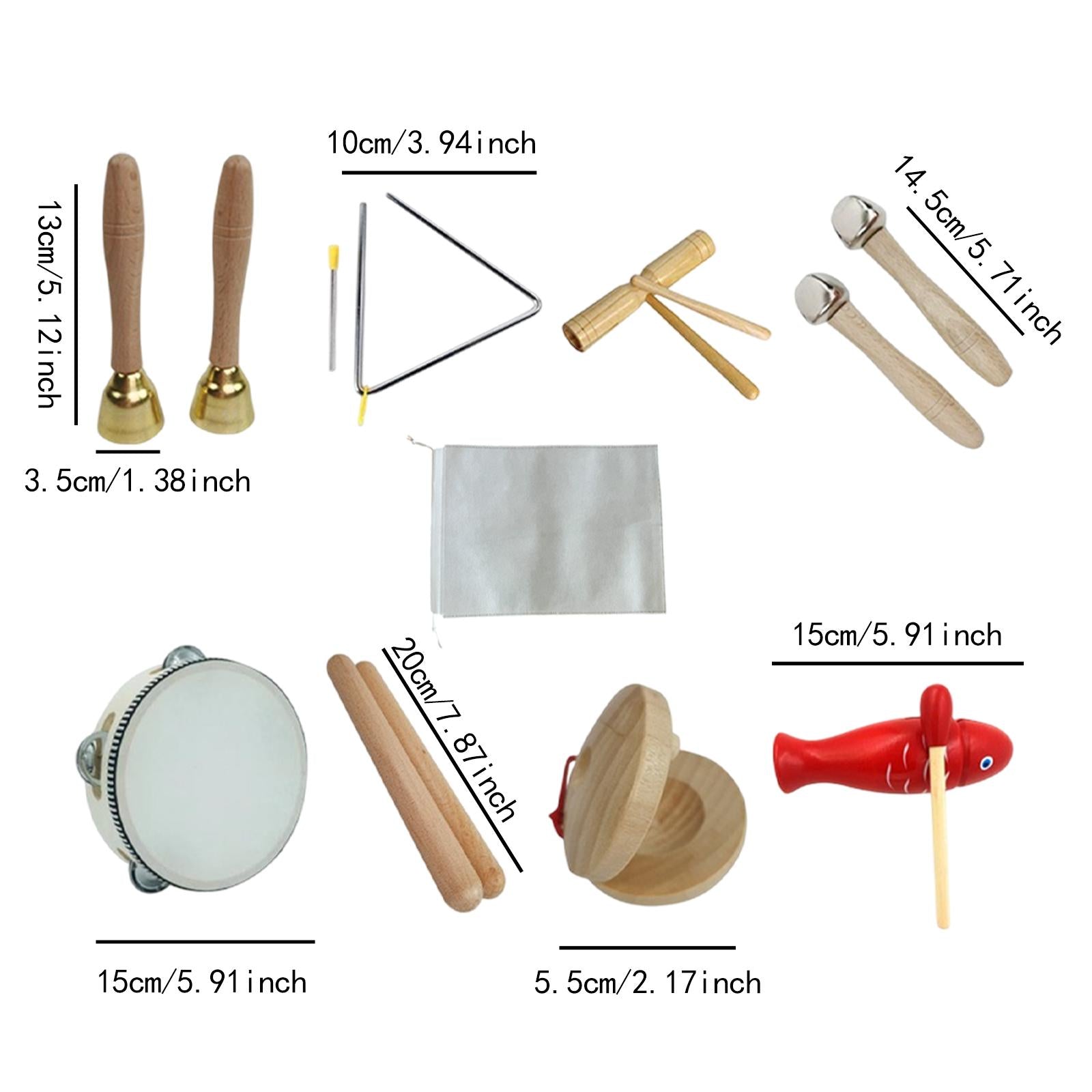 8Pcs Kids Musical Instruments Set Hand Eye Coordination Portable Educational