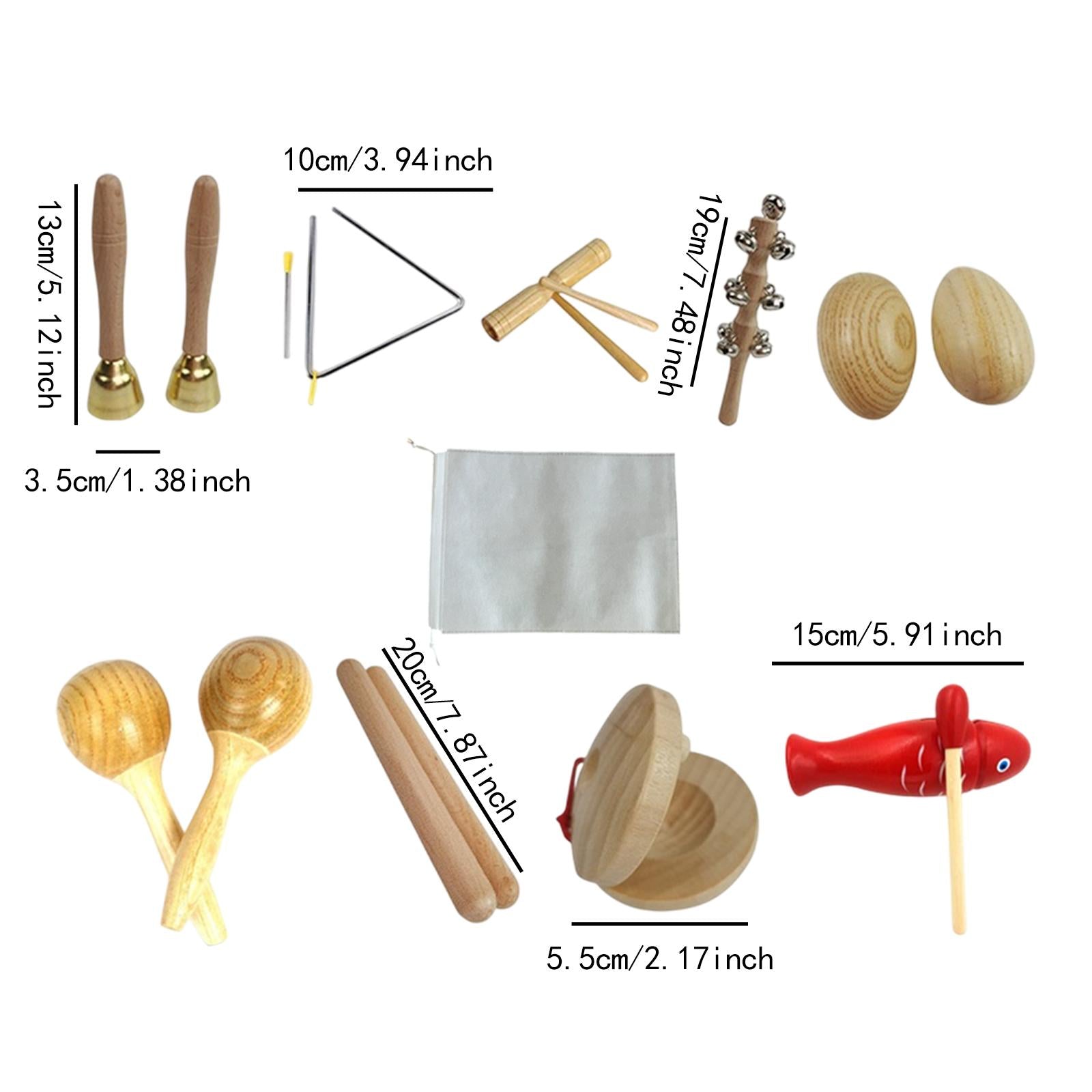 9 Pieces Kids Musical Instruments Set Development Toy Percussion Instruments