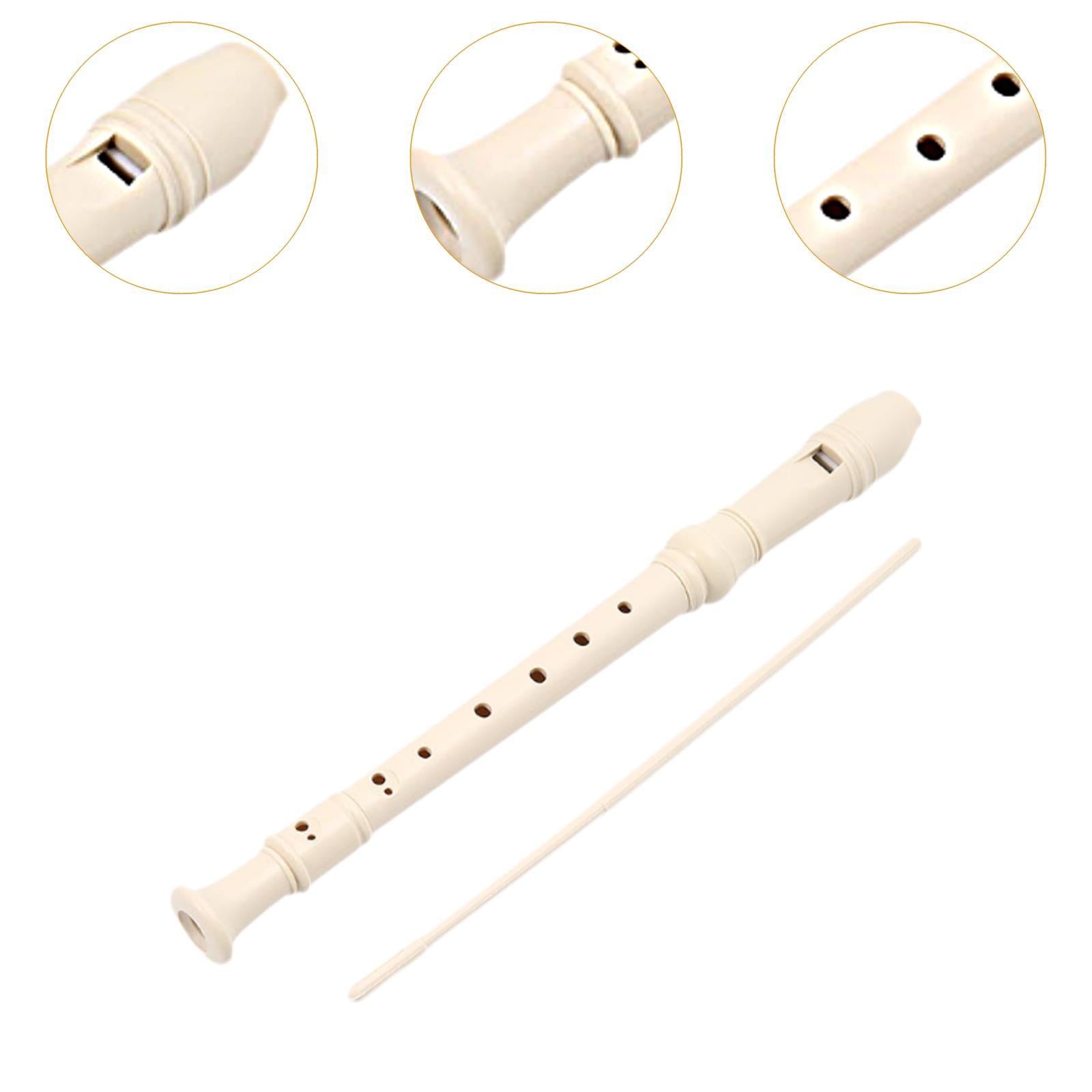 8 Hole Soprano Recorder Compact Gift Flute for Beginners Amateurs white