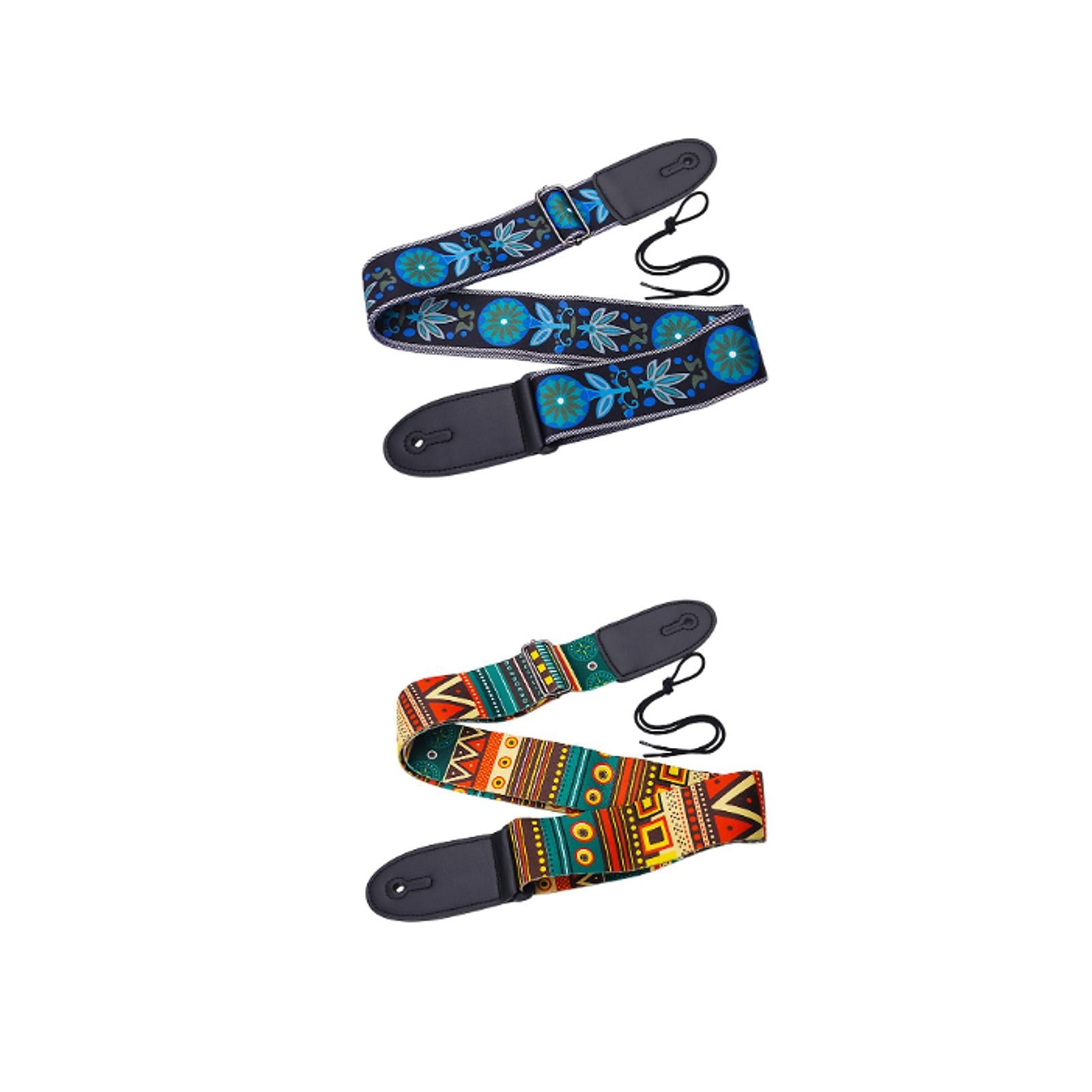 Guitar Strap Adjustable Shoulder Strap for Electric Guitars Acoustic Guitars Blue Flower