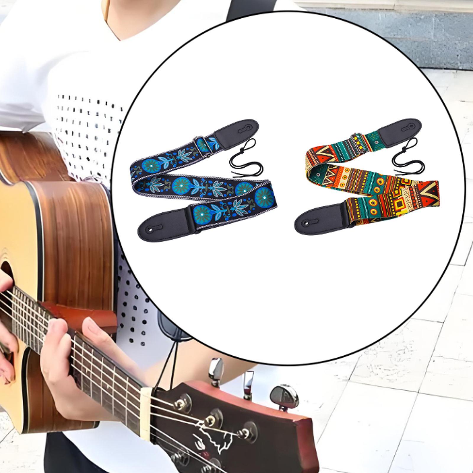 Guitar Strap Adjustable Shoulder Strap for Electric Guitars Acoustic Guitars Blue Flower