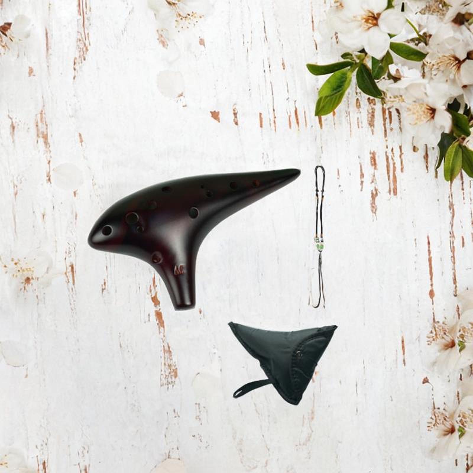 12 Hole Ocarinas with Neck Strap Cord Pure Tone for Adults Beginners Husband Brown