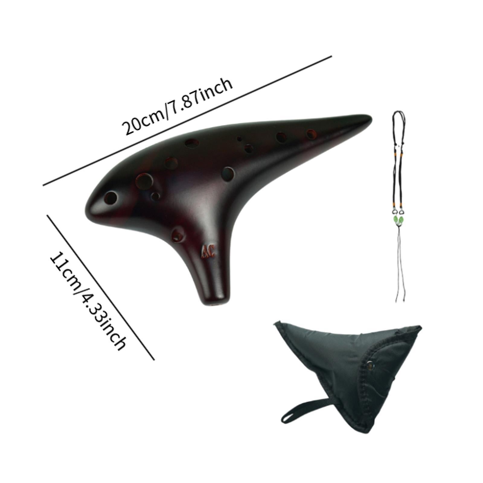 12 Hole Ocarinas with Neck Strap Cord Pure Tone for Adults Beginners Husband Brown