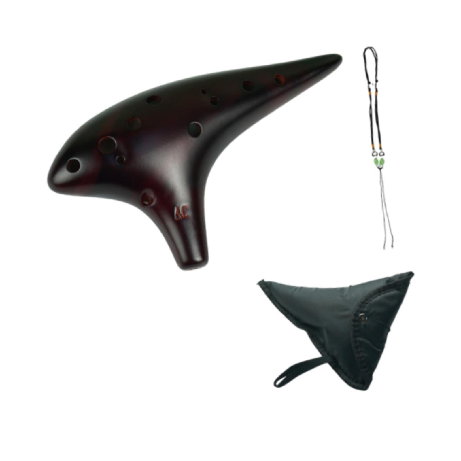 12 Hole Ocarinas with Neck Strap Cord Pure Tone for Adults Beginners Husband Brown