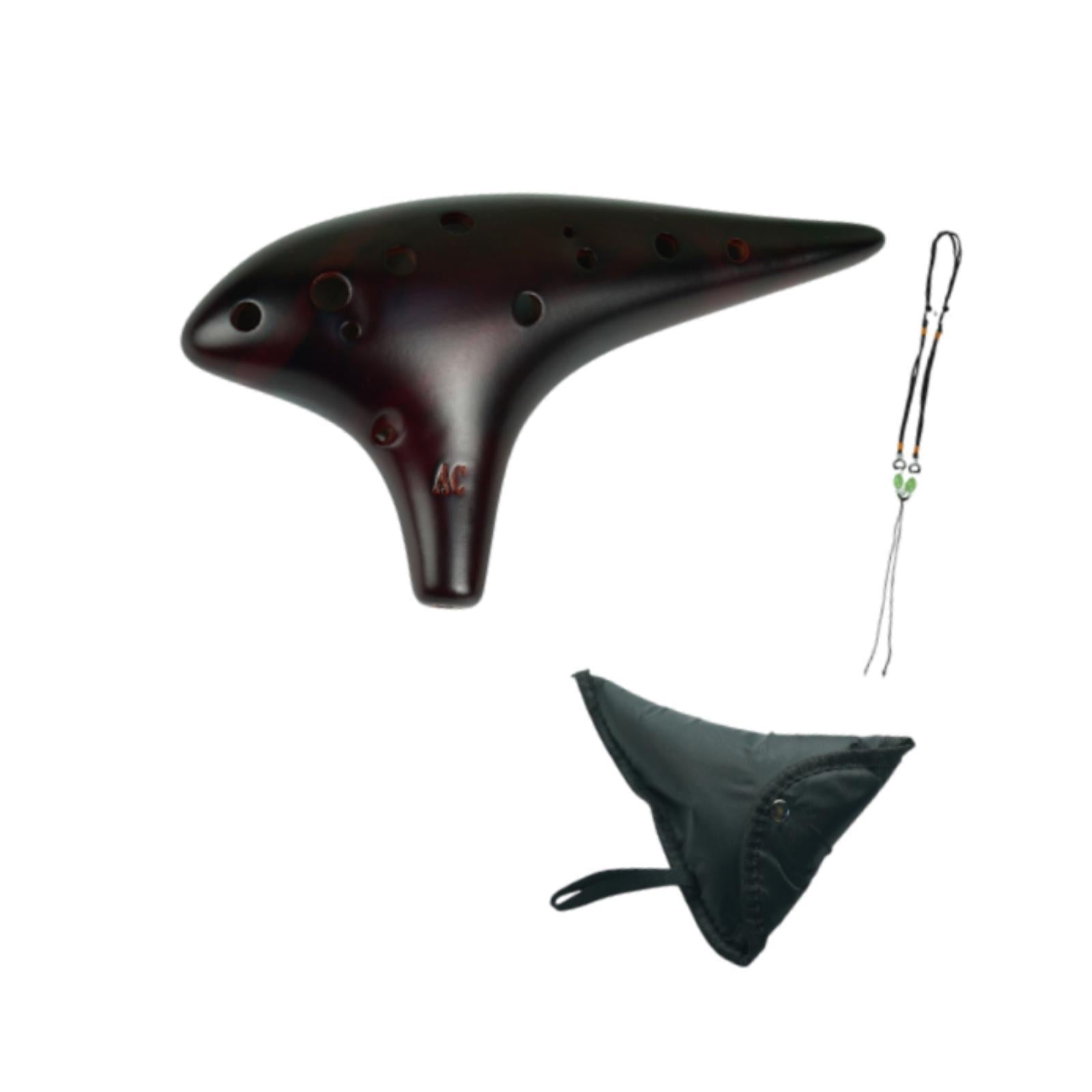 12 Hole Ocarinas with Neck Strap Cord Pure Tone for Adults Beginners Husband Brown