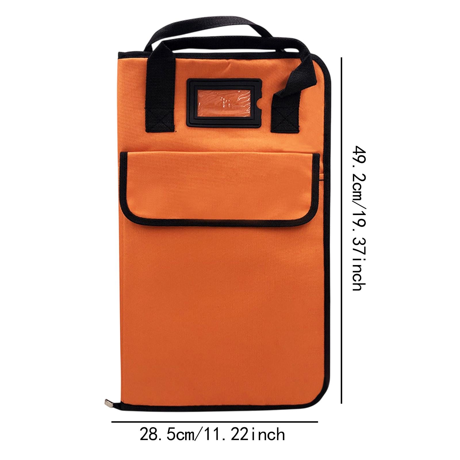 Drum Stick Bag Hold 12 Pair Professional with Handle Heavy Duty Storage Case Orange