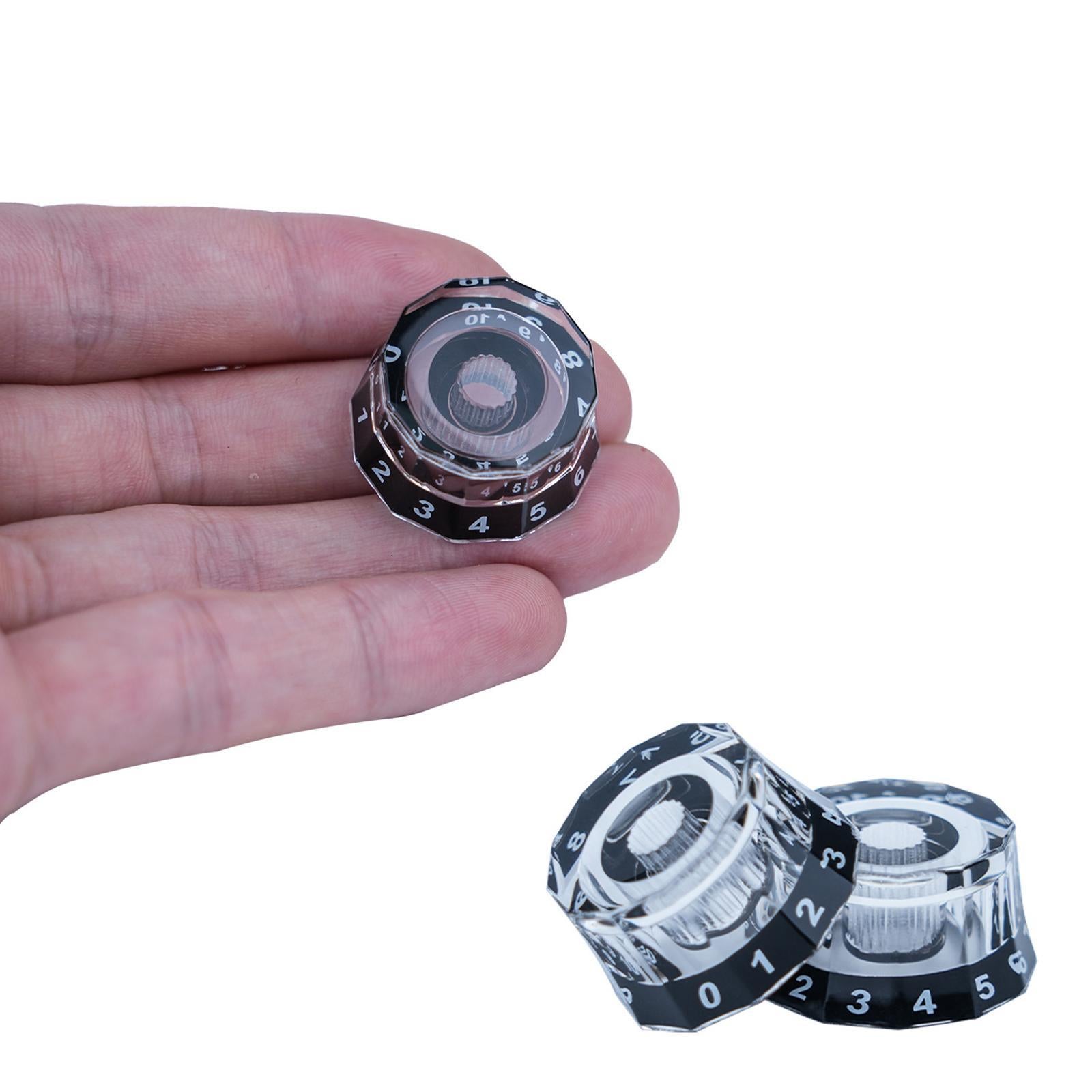 4Pcs Guitar Knobs Acrylic Universal Bass Knob Spare Parts Repair Maintenance CLear Black