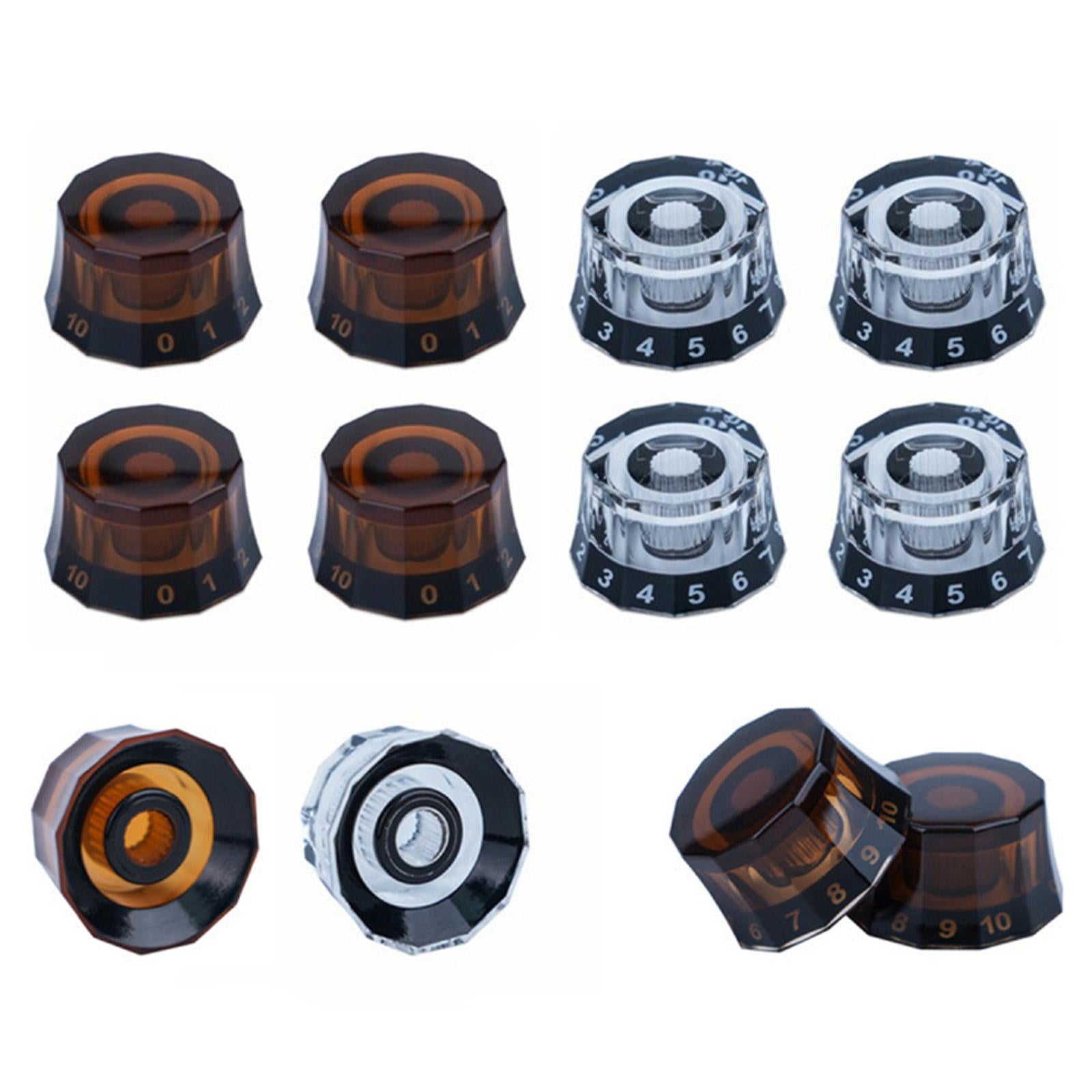 4Pcs Guitar Knobs Acrylic Universal Bass Knob Spare Parts Repair Maintenance CLear Black