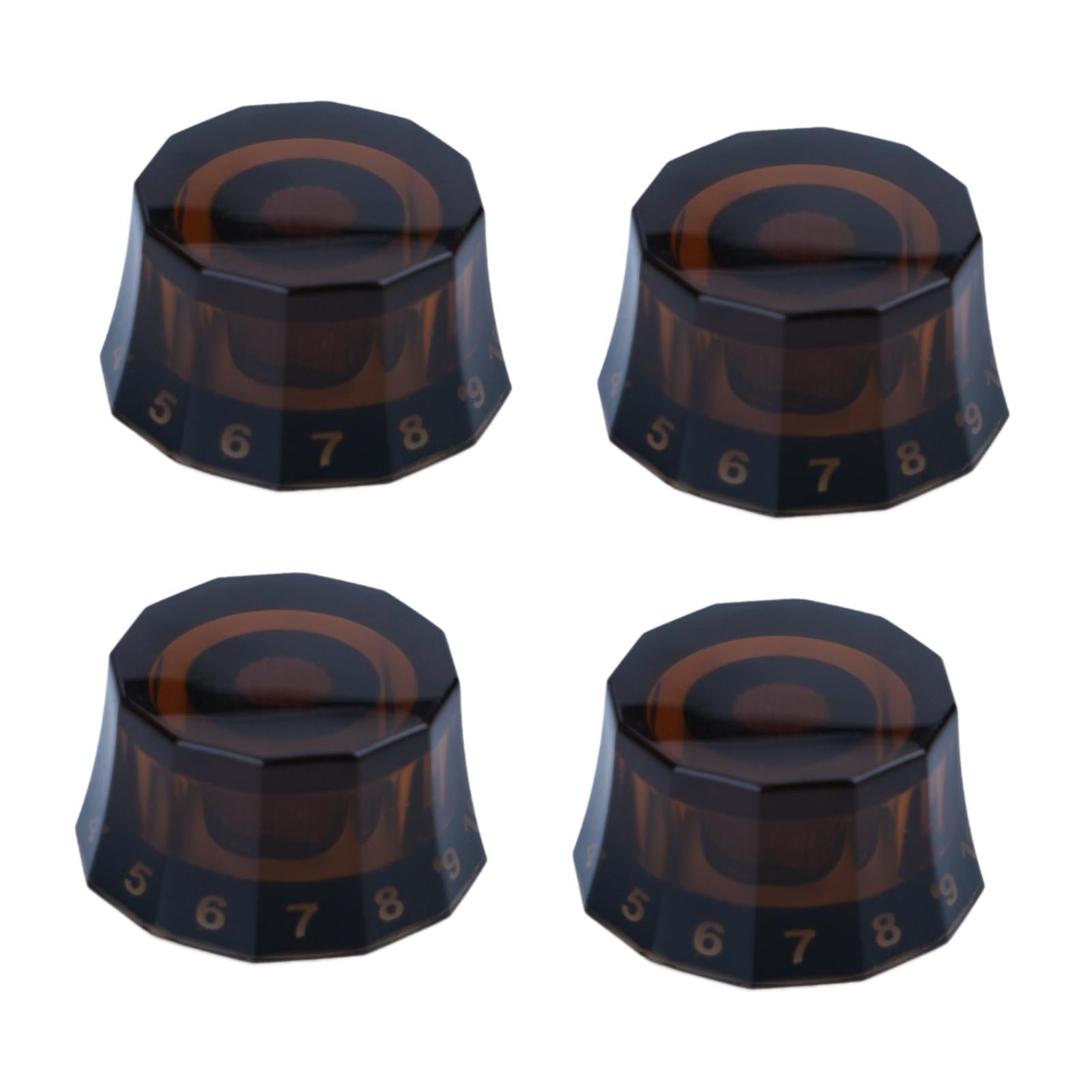 4Pcs Guitar Knobs Acrylic Universal Bass Knob Spare Parts Repair Maintenance Brown
