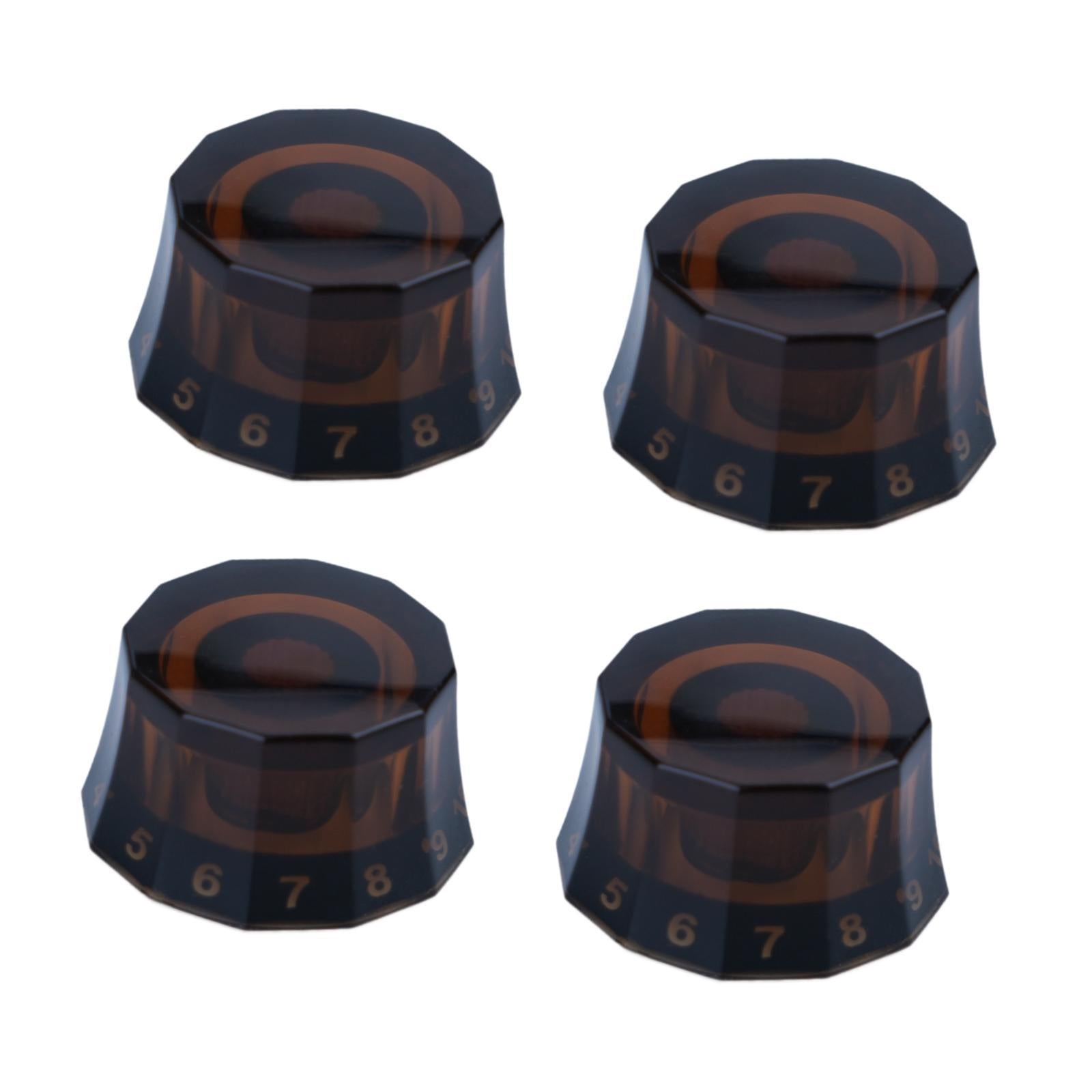 4Pcs Guitar Knobs Acrylic Universal Bass Knob Spare Parts Repair Maintenance Brown