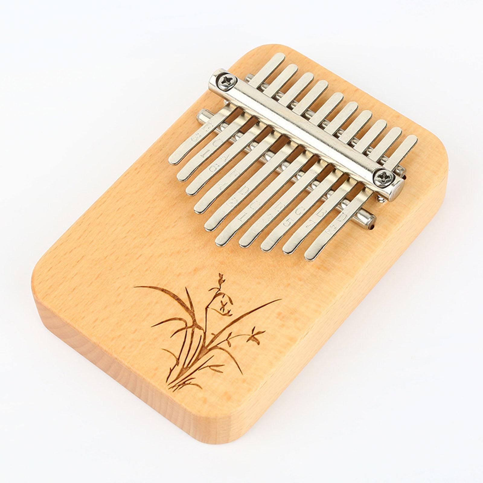 Wood Mbira with 10 Notes Wood Thumb Piano Finger Piano Mbira Lightweight Wood Color