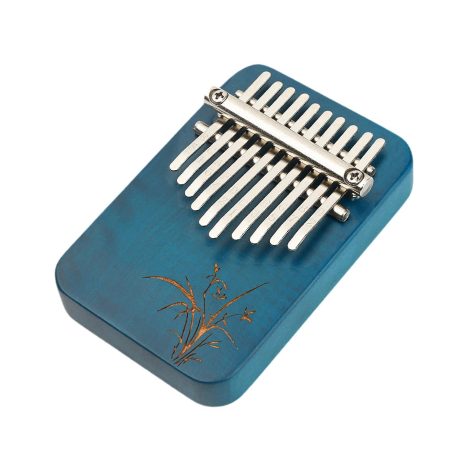 Wood Mbira with 10 Notes Wood Thumb Piano Finger Piano Mbira Lightweight Blue