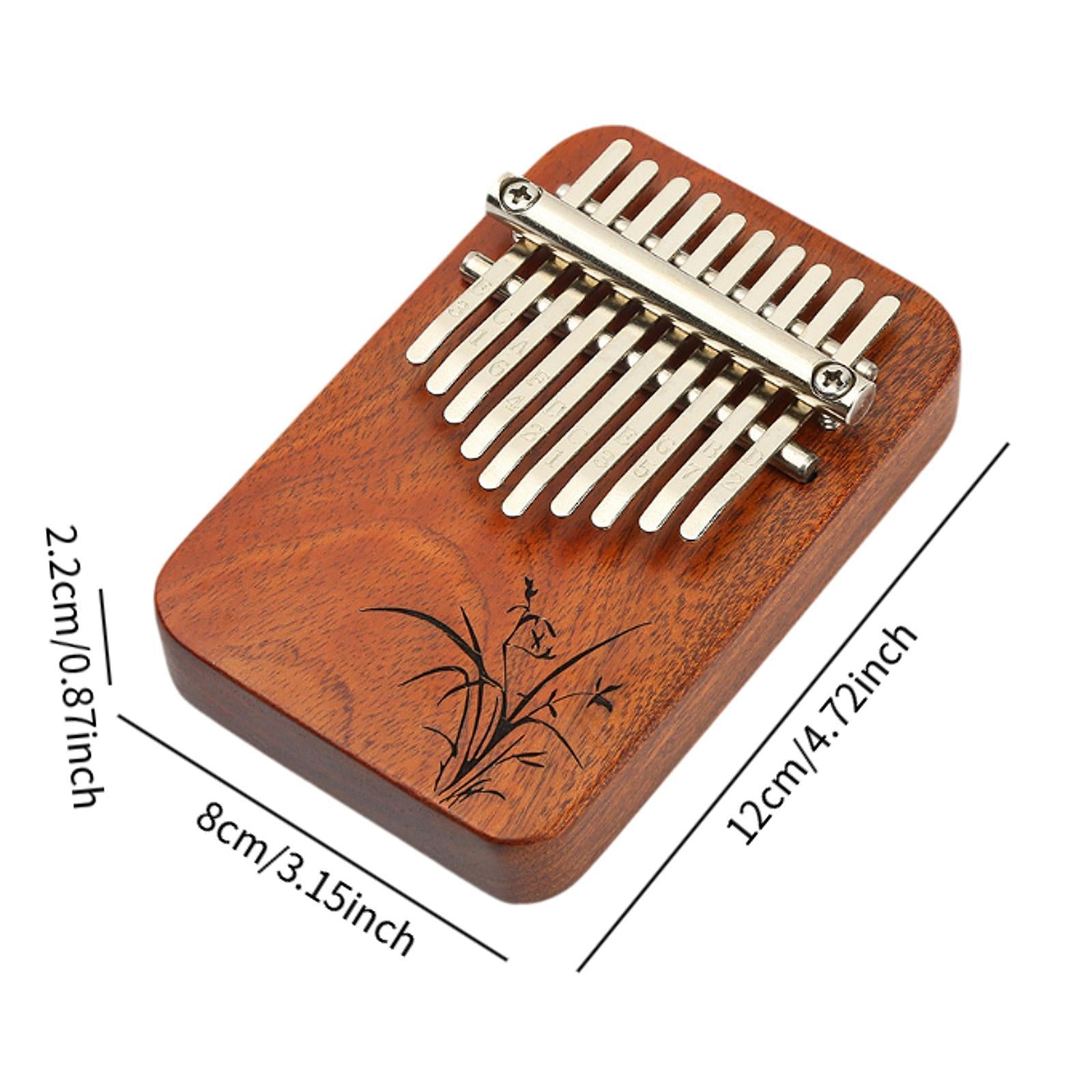 Wood Mbira with 10 Notes Wood Thumb Piano Finger Piano Mbira Lightweight Brown
