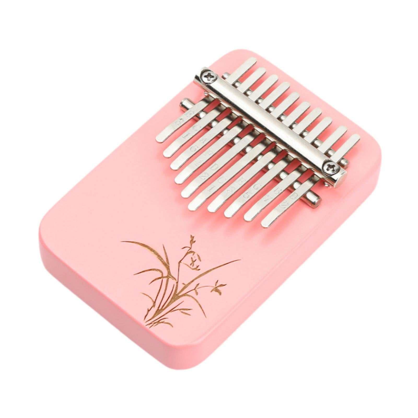 Wood Mbira with 10 Notes Wood Thumb Piano Finger Piano Mbira Lightweight Pink