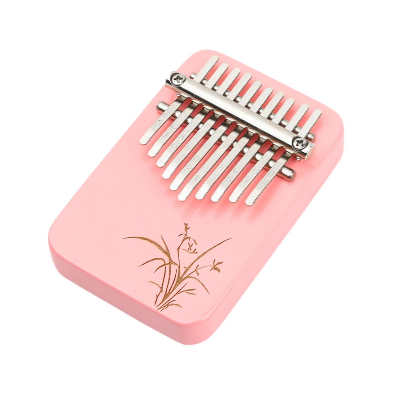 Wood Mbira with 10 Notes Wood Thumb Piano Finger Piano Mbira Lightweight Pink