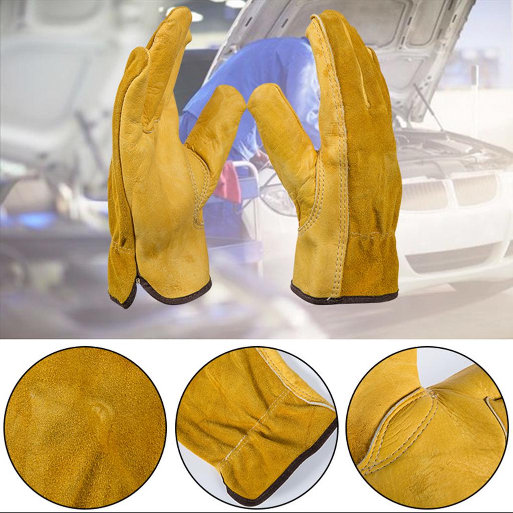 Leather Work Gloves Motorcycle DIY Yardwork Construction M
