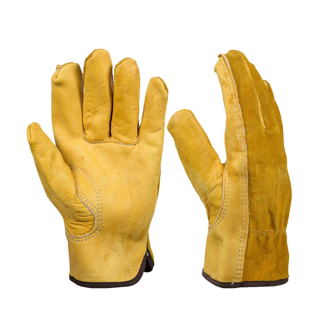 Leather Work Gloves Motorcycle DIY Yardwork Construction M
