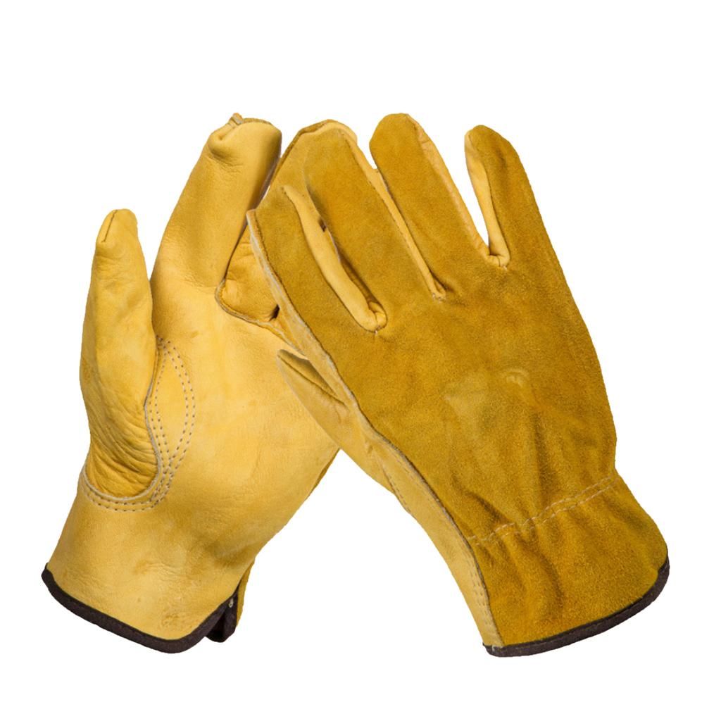 Leather Work Gloves Motorcycle DIY Yardwork Construction M