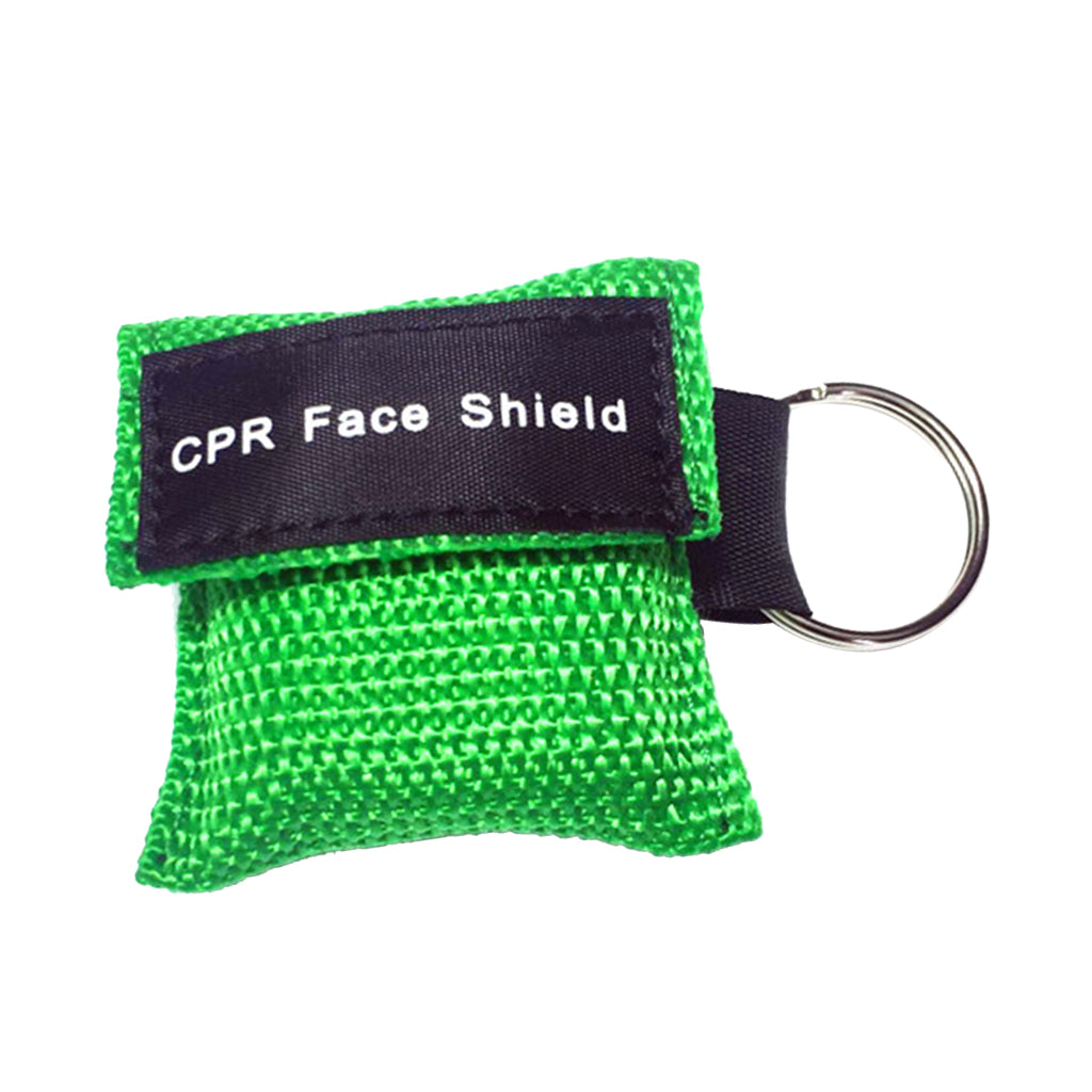 CPR Mask Keychain Emergency Survial Rescue Face Shield for First Aid green