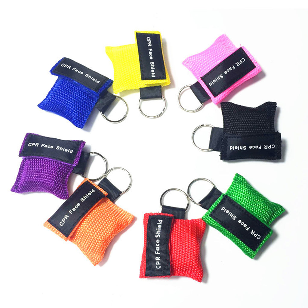CPR Mask Keychain Emergency Survial Rescue Face Shield for First Aid green
