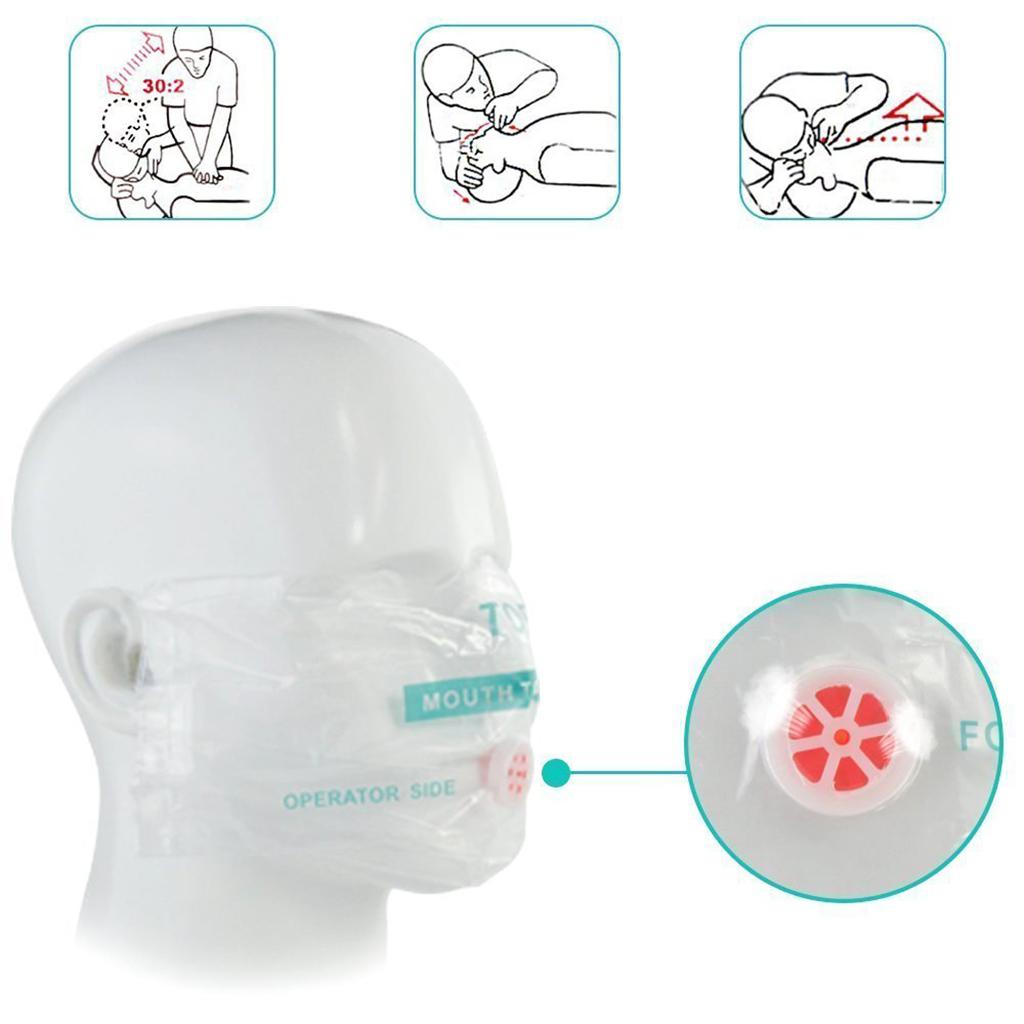 CPR Mask Keychain Emergency Survial Rescue Face Shield for First Aid pink