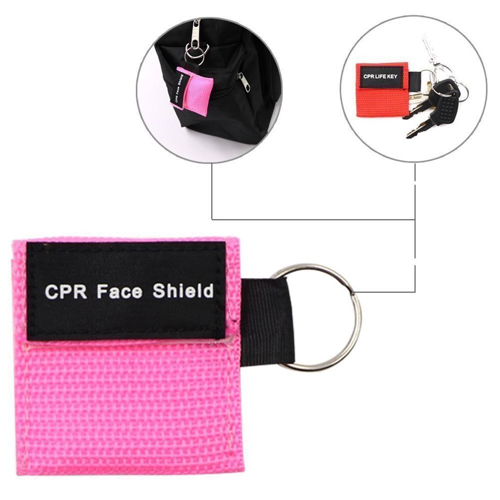 CPR Mask Keychain Emergency Survial Rescue Face Shield for First Aid pink