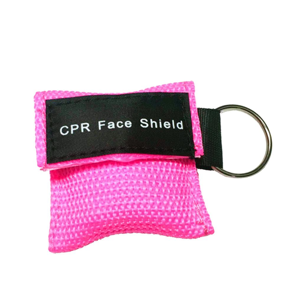 CPR Mask Keychain Emergency Survial Rescue Face Shield for First Aid pink