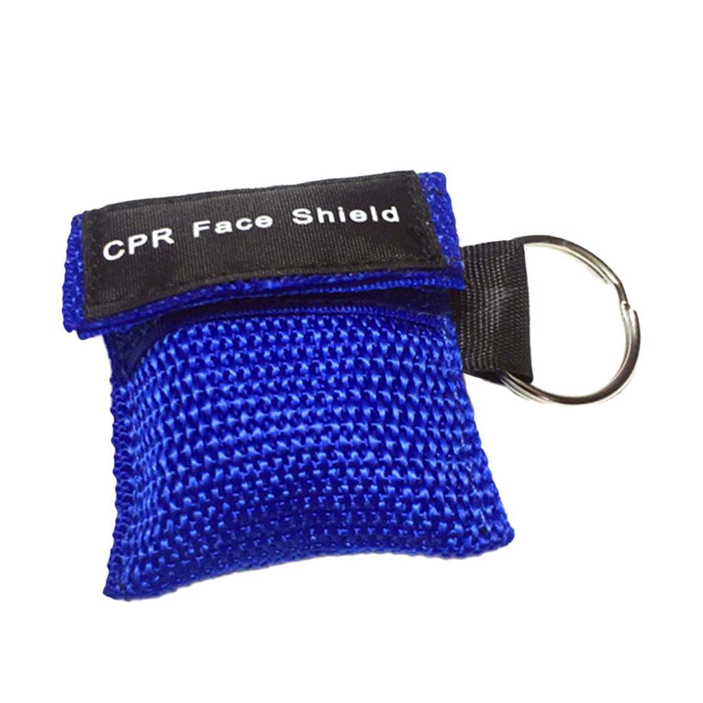 CPR Mask Keychain Emergency Survial Rescue Face Shield for First Aid blue