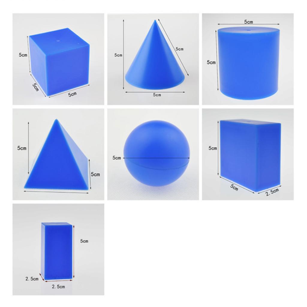 Set Of 7 Pieces Geometric Shapes 3D Solids Preschool School Learning Tools