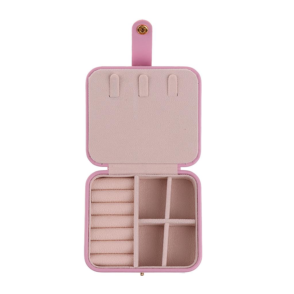 Fashion Women Lady Girl Earring Necklace Display Storage Case Leather Pink