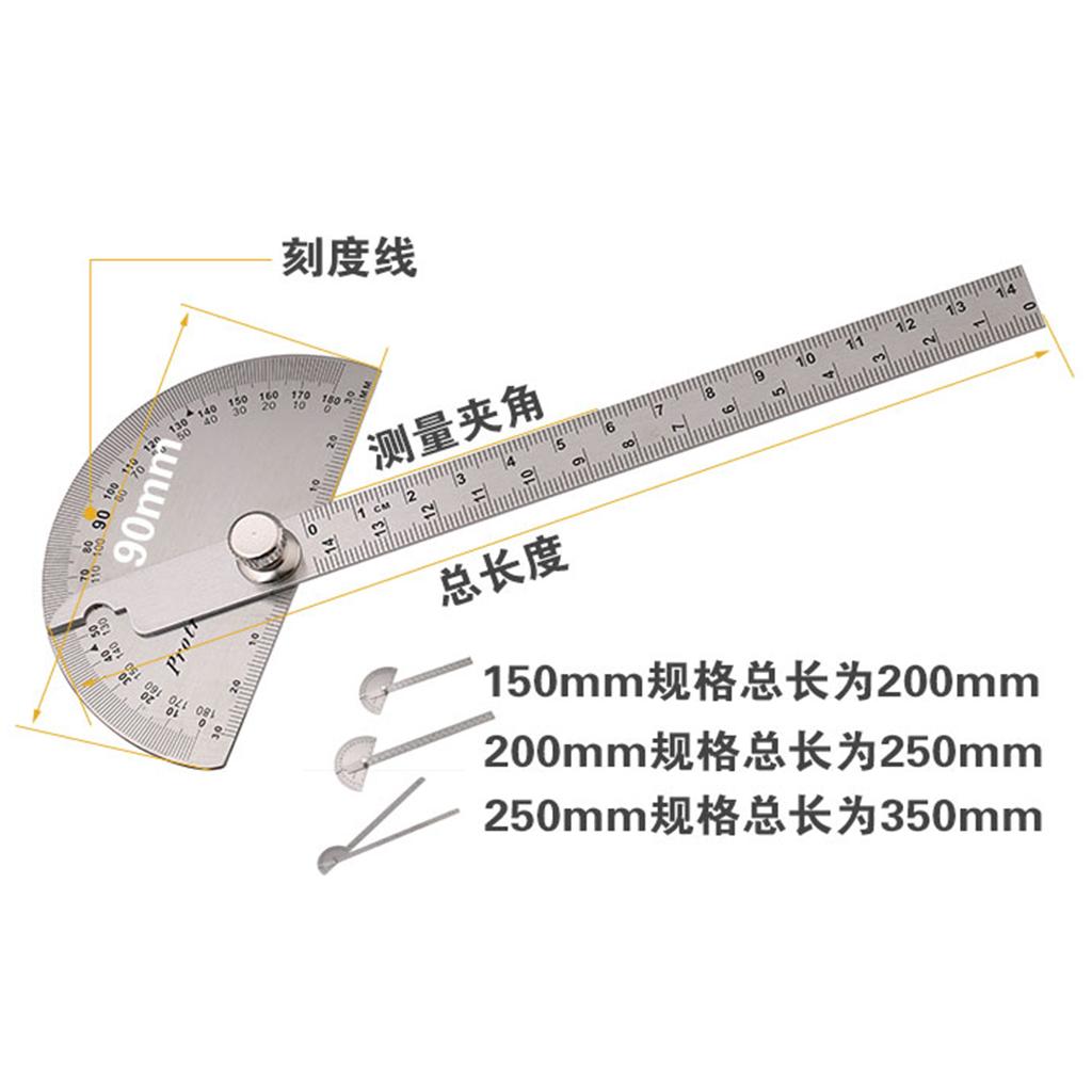 Stainless Steel 180° Protractor Rotary Angle Rule Finder Arm Ruler 0-150mm