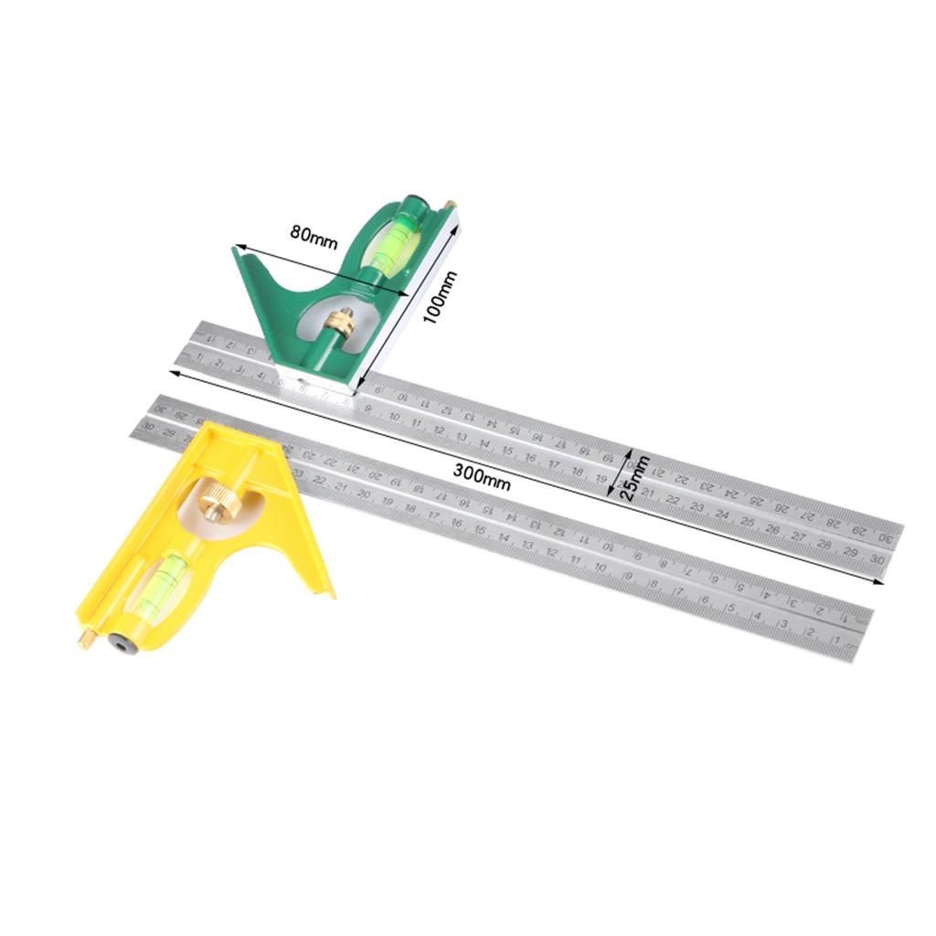 12" Stainless Steel Combination Square Ruler Machinist Measuring Ruler Angle