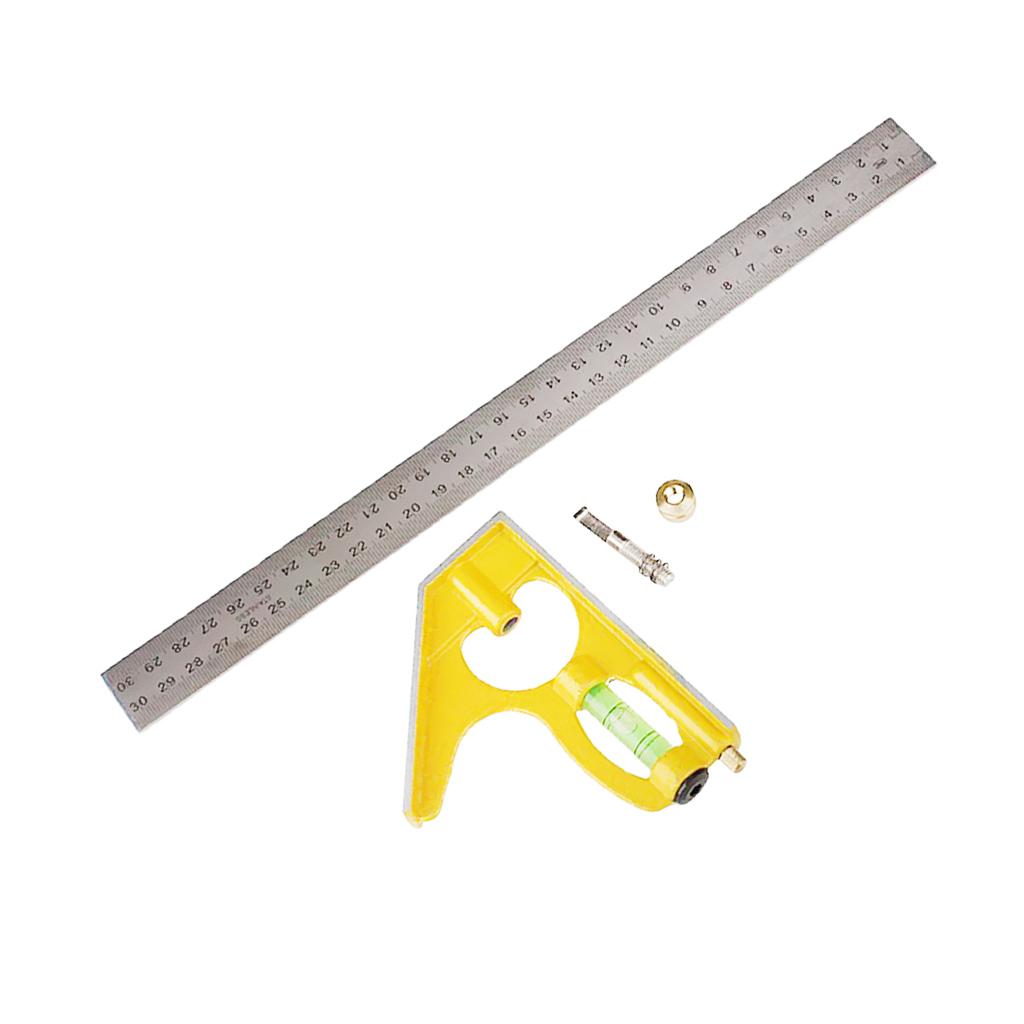 12" Stainless Steel Combination Square Ruler Machinist Measuring Ruler Angle