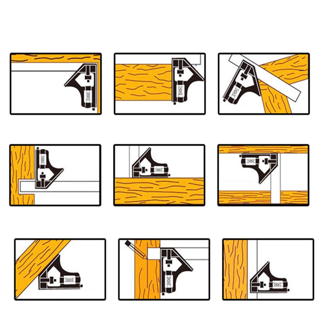 12 Inch Metal Combination Square Ruler Adjustable Angle Measuring Ruler