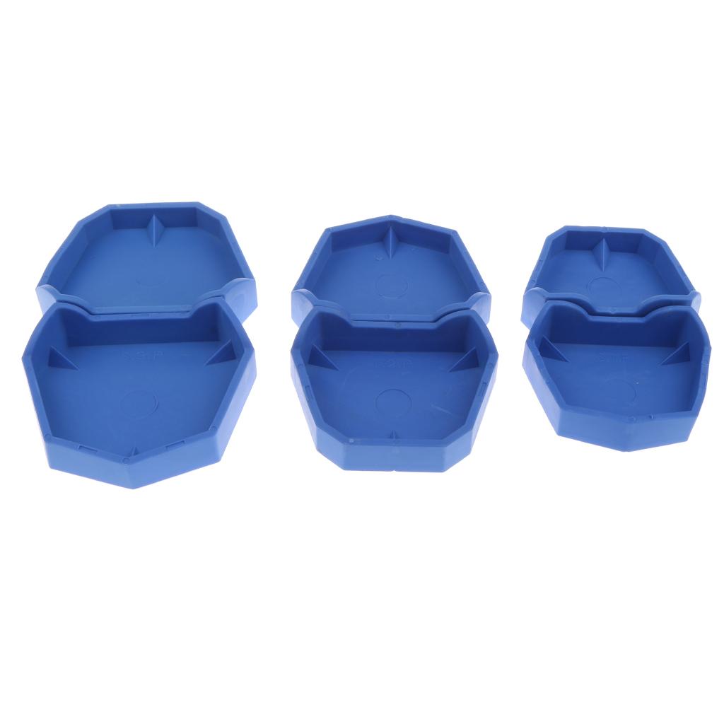 6 Pieces Dental Lab Plaster Model Former Base Molds Tool Tray Blue Silicone