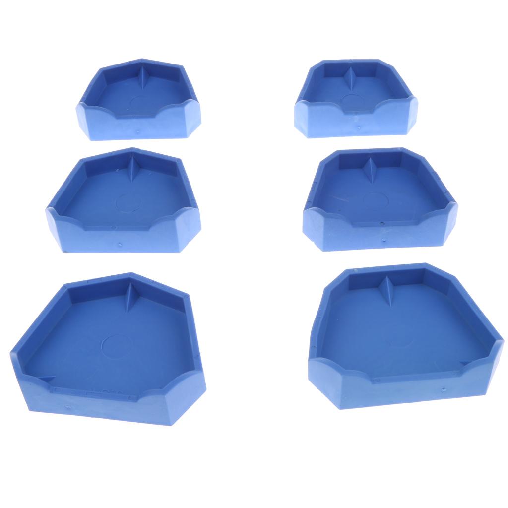 6 Pieces Dental Lab Plaster Model Former Base Molds Tool Tray Blue Silicone