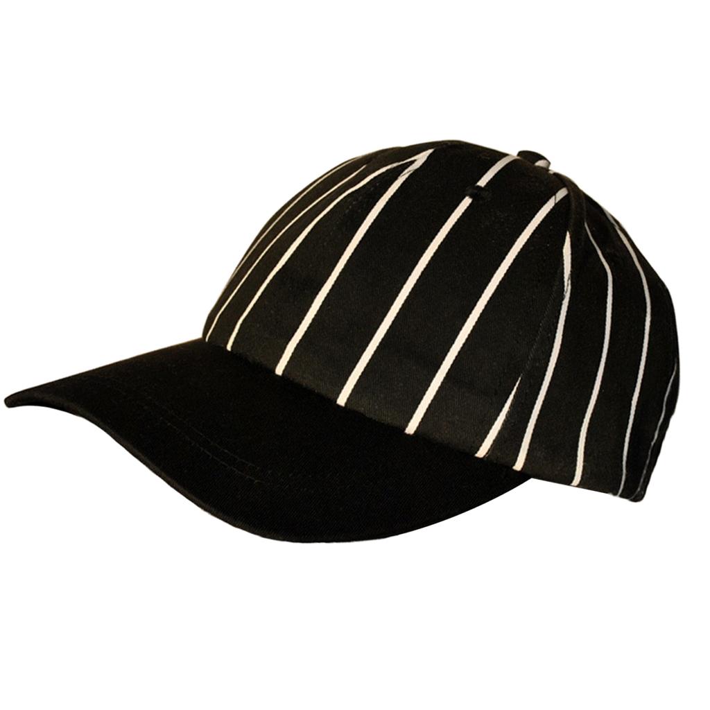 Chef Kitchen Peaked Cap Hat for Restaurant Cafes Black and White Stripes