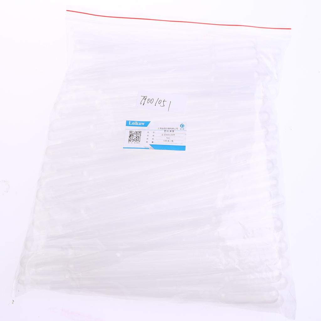 100 Pieces Disposable Plastic Eye Droppers Transfer Graduated Pipettes 5mL