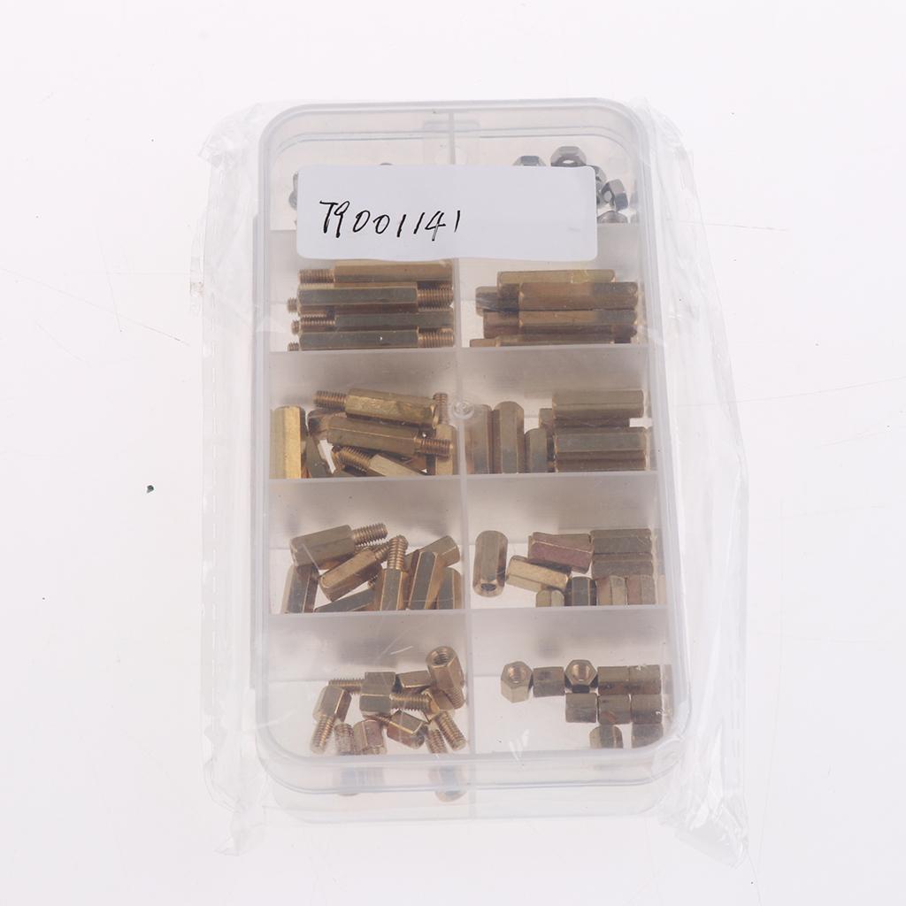 120 Pieces M3 Male Female Hex Brass Spacer Stand-off Screw Nut Assortment