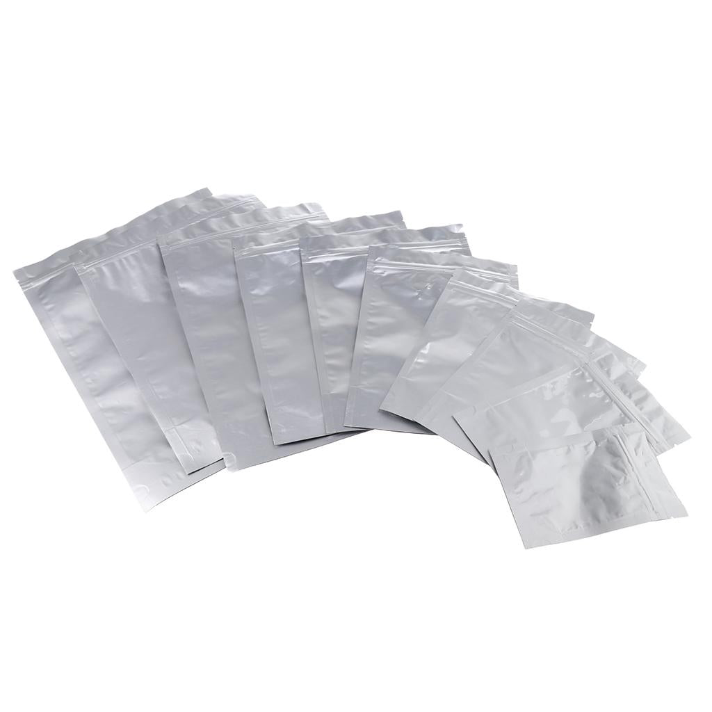 50 Pieces Matte Resealable Zip Mylar Bag Food Storage Pouches 11x16cm Silver