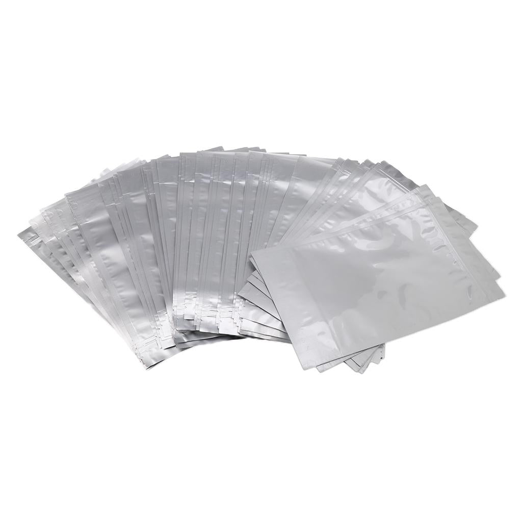 50 Pieces Matte Resealable Zip Mylar Bag Food Storage Pouches 14x19cm Silver